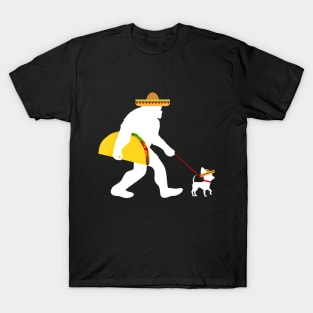 Big Taco Sombrero Chihuahua Dog Bigfoot T-Shirt